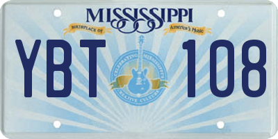 MS license plate YBT108