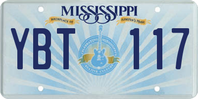 MS license plate YBT117