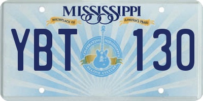 MS license plate YBT130