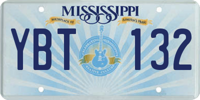 MS license plate YBT132