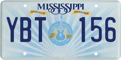 MS license plate YBT156