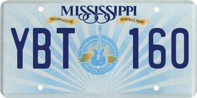MS license plate YBT160
