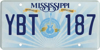 MS license plate YBT187