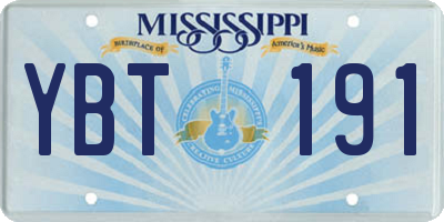 MS license plate YBT191
