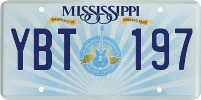 MS license plate YBT197