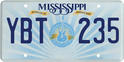 MS license plate YBT235