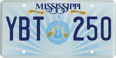 MS license plate YBT250