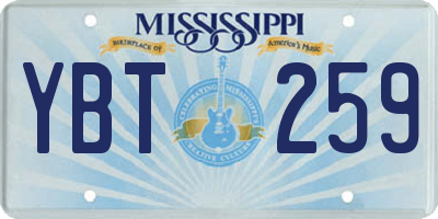 MS license plate YBT259