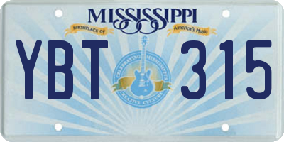 MS license plate YBT315