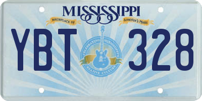 MS license plate YBT328