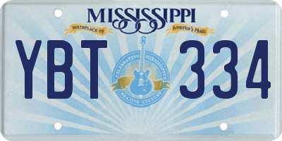MS license plate YBT334