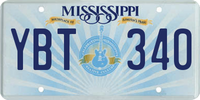 MS license plate YBT340