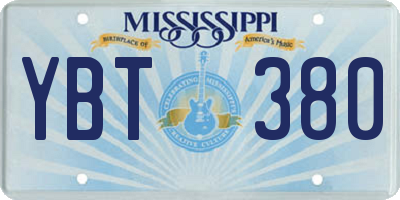 MS license plate YBT380