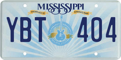 MS license plate YBT404
