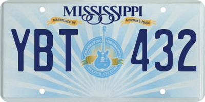 MS license plate YBT432