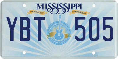 MS license plate YBT505