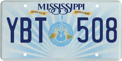 MS license plate YBT508