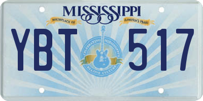 MS license plate YBT517