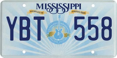 MS license plate YBT558