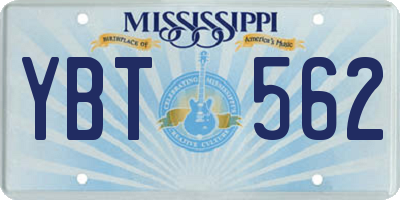 MS license plate YBT562