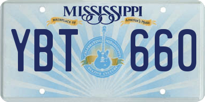 MS license plate YBT660