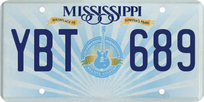 MS license plate YBT689