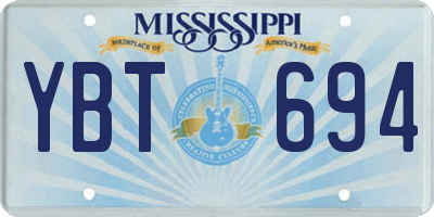 MS license plate YBT694