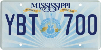 MS license plate YBT700