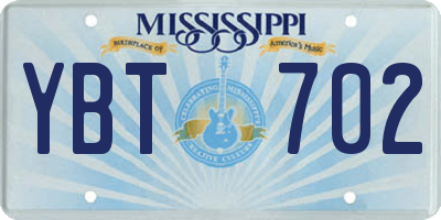 MS license plate YBT702