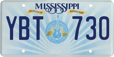 MS license plate YBT730