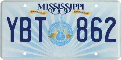 MS license plate YBT862