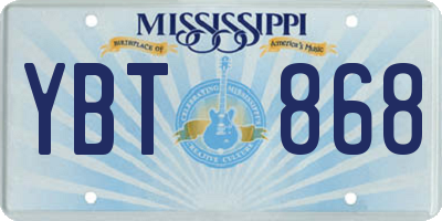 MS license plate YBT868