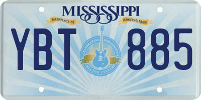 MS license plate YBT885