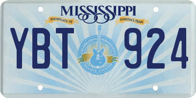 MS license plate YBT924