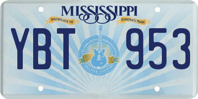 MS license plate YBT953