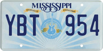 MS license plate YBT954