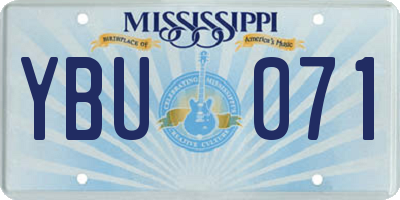 MS license plate YBU071