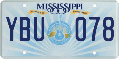 MS license plate YBU078