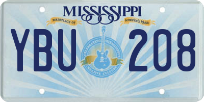 MS license plate YBU208