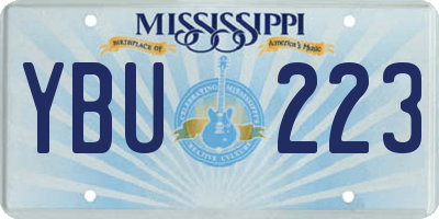 MS license plate YBU223