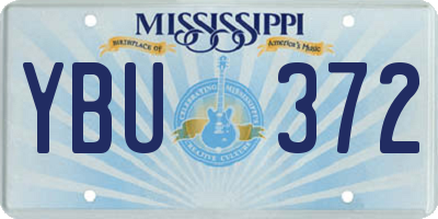 MS license plate YBU372