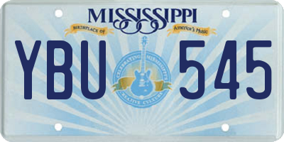 MS license plate YBU545