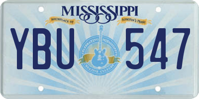 MS license plate YBU547