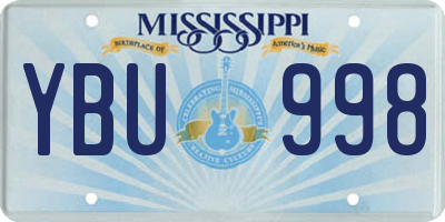 MS license plate YBU998