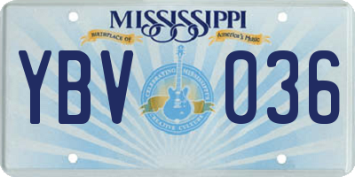 MS license plate YBV036