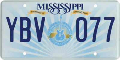 MS license plate YBV077