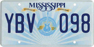 MS license plate YBV098