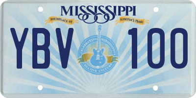 MS license plate YBV100
