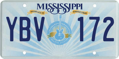 MS license plate YBV172