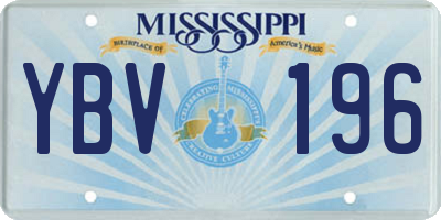 MS license plate YBV196